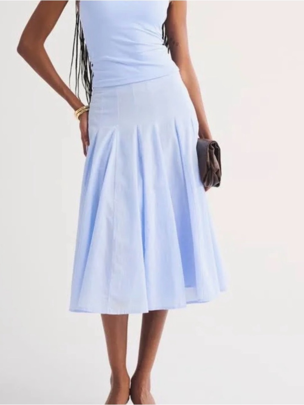 Abercrombie & Fitch Powder Blue Midi Pleated Skirt